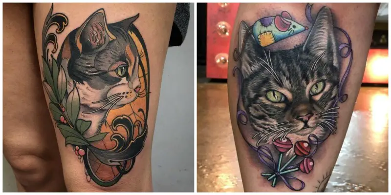 Neotraditional black cat tattoo done yesterday in San Diego  r traditionaltattoos
